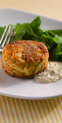 Grace's - Our Jumbo Lump Crab Cake is served with Sriracha mayonnaise and a  cold soba noodle salad with salted cashews. Delicious, right?